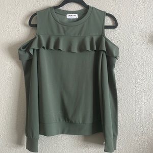 Olive green cold shoulder sweater